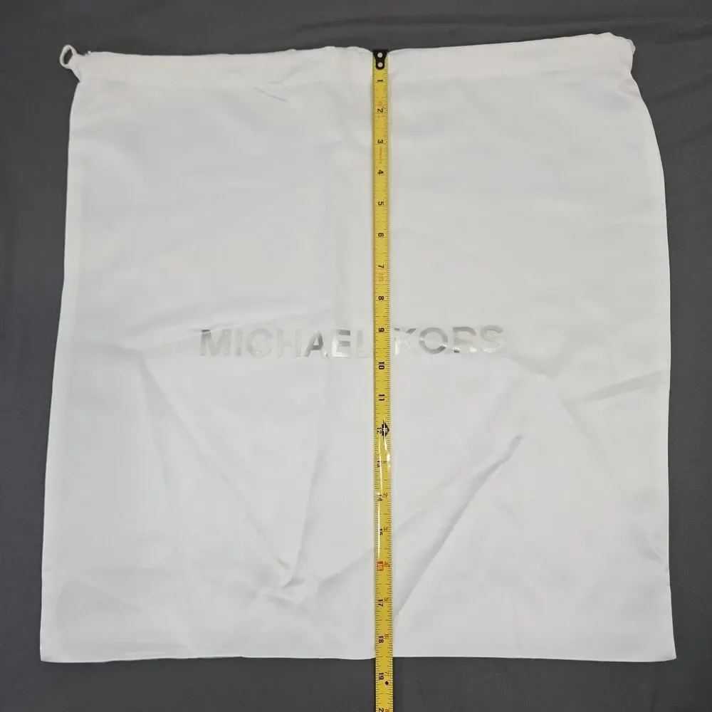 Michael Kors Drawstring Dust Bag White Satin Silver Logo Storage Pouch 18x19